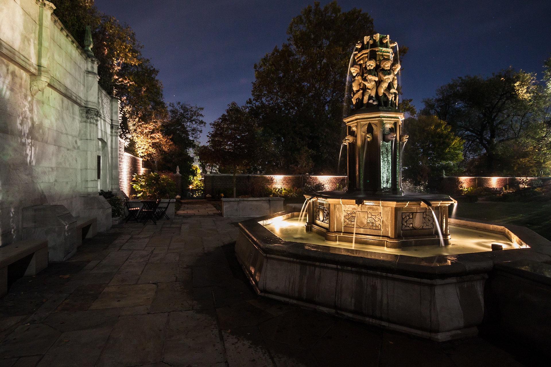 Mellon Park Fountain at night