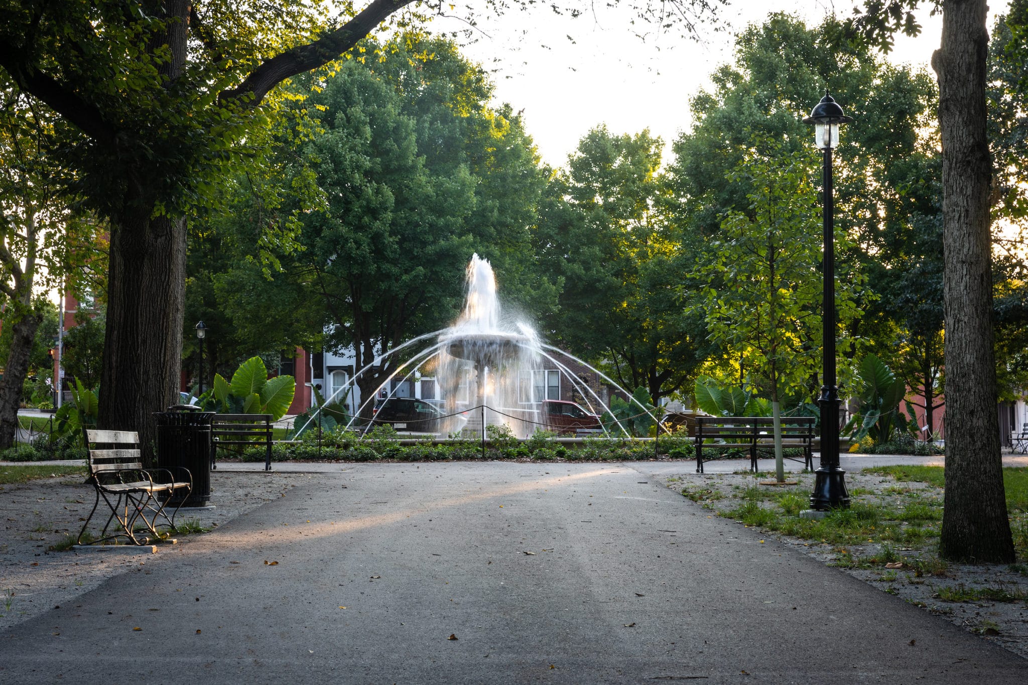 An image of the fountain at Allegheny Commons.