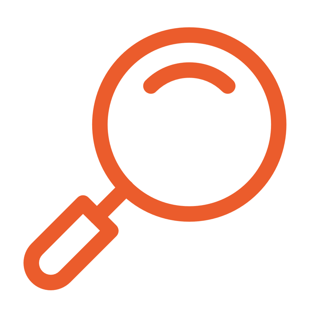 Red cartoon magnifying glass