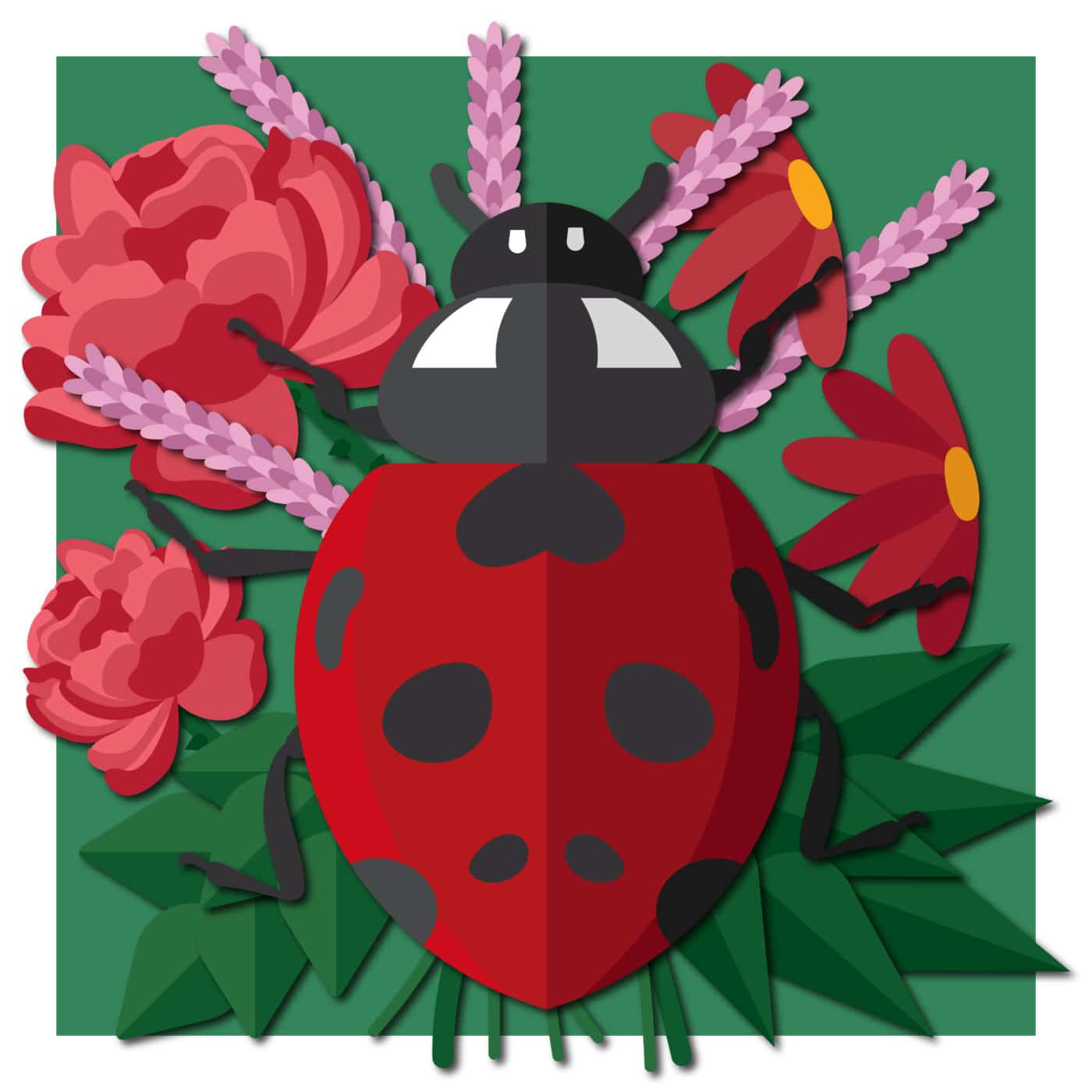 lady bug with flowers