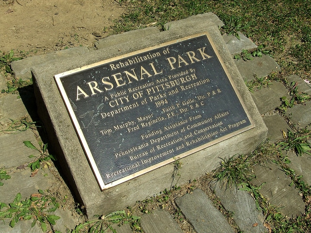 Arsenal Park plaque from 1996