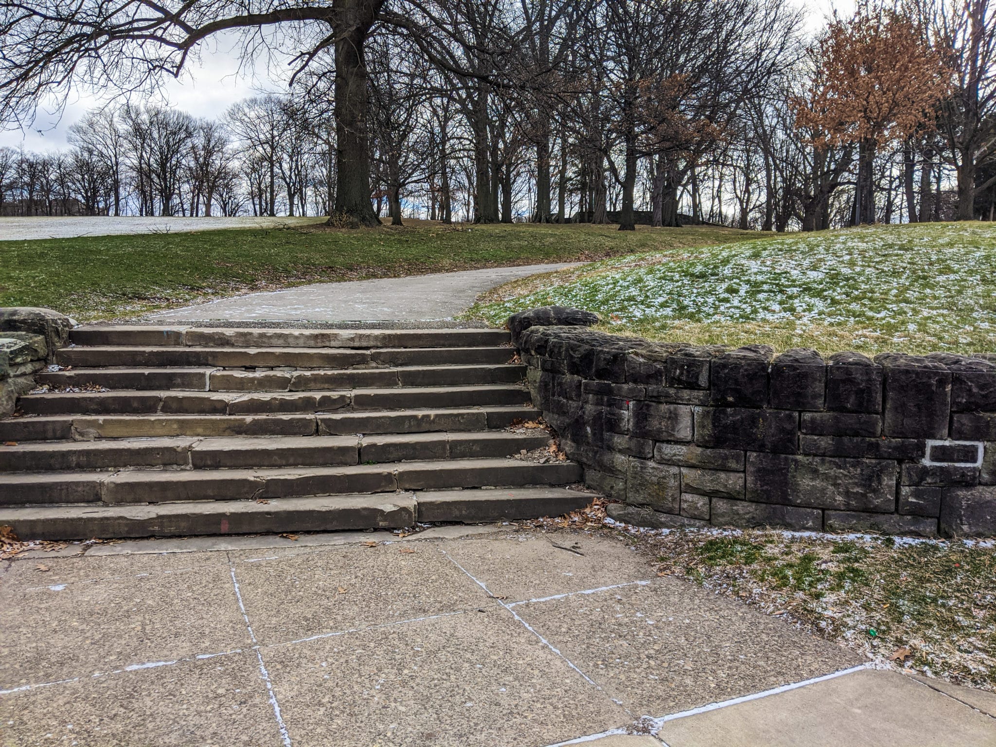 The stairs leading up to the top of Flagstaff Hill