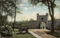 Historic postcard entrance to Arsenal Park