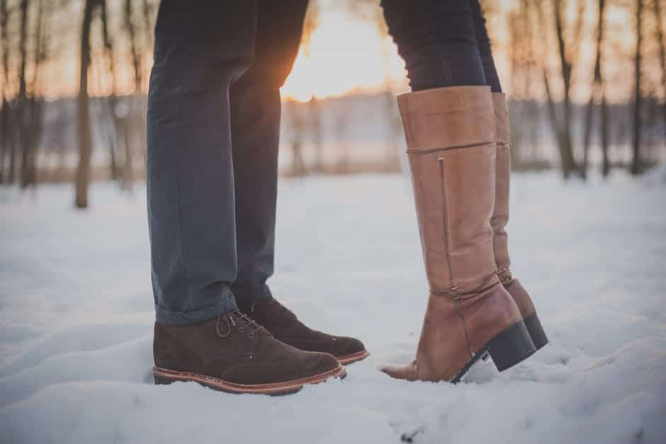 Boots In Snow Woods Love Winter Couple (stock Photo)