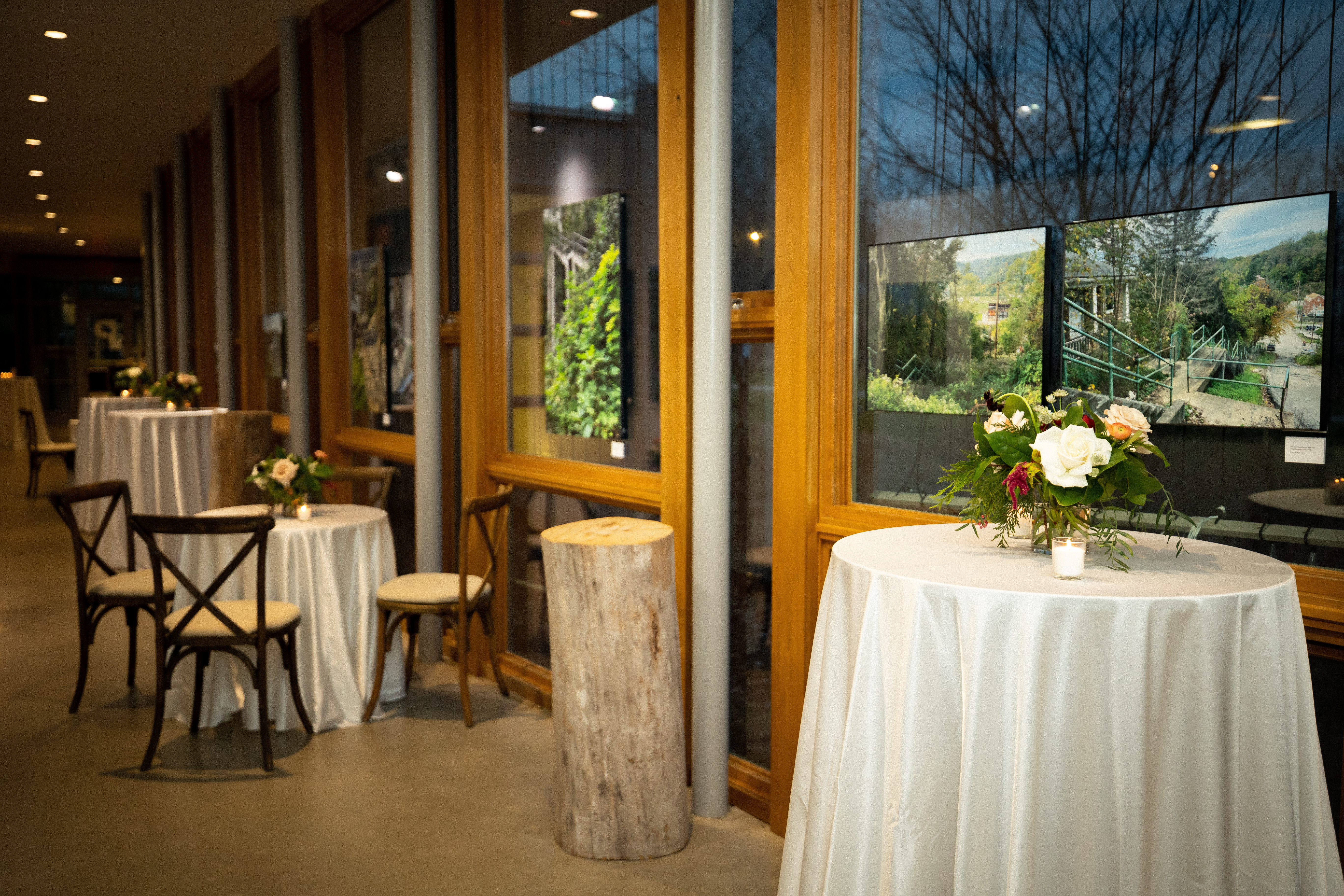 The Frick Environmental Center is set up for a rental event. Adam Michaels Photography. 