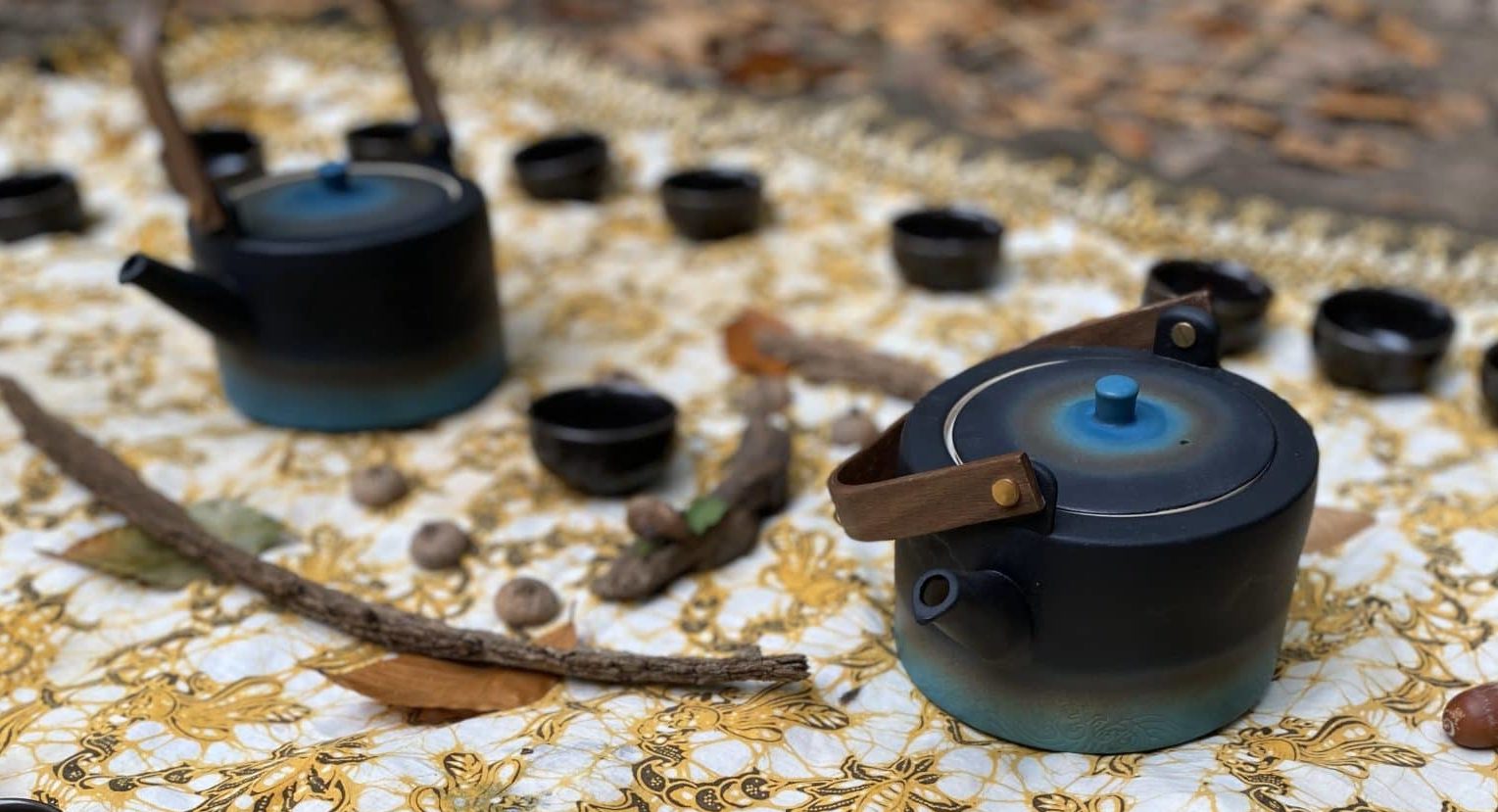Tea is served after forest bathing.