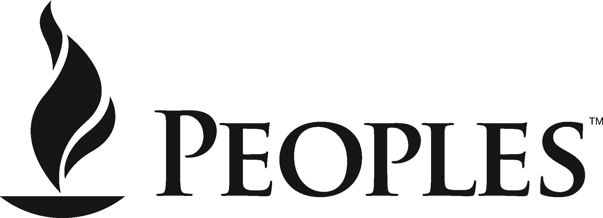 Logo featuring a stylized flame above the word "PEOPLES" in bold, elegant font.